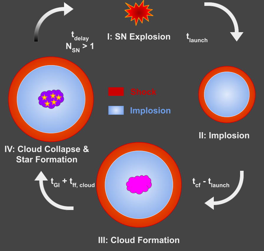 Schematic of supernova-triggered star formation